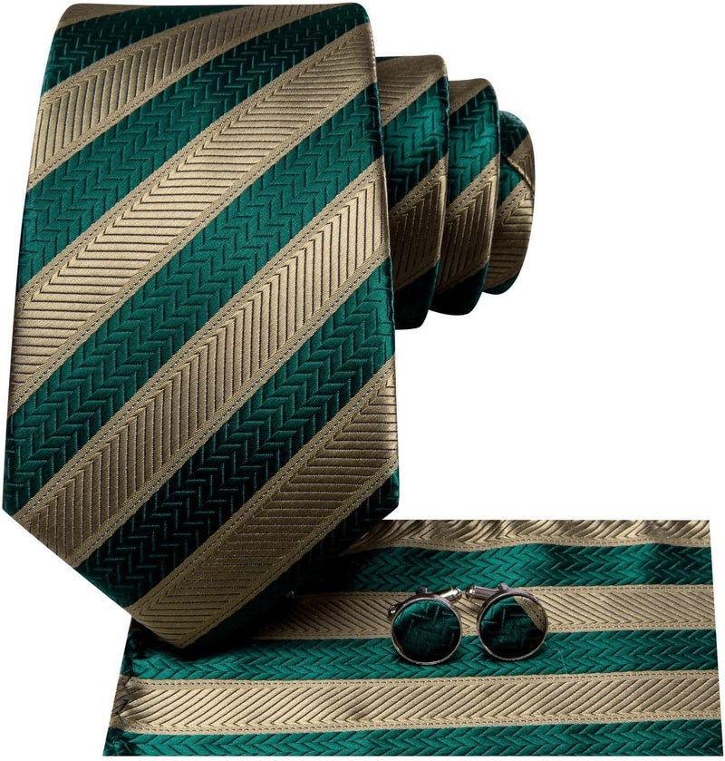 Dubulle Mens Paisley Striped Tie and Handkerchief Cufflinks Tie Set for Men Wedding Business Formal - Image 3